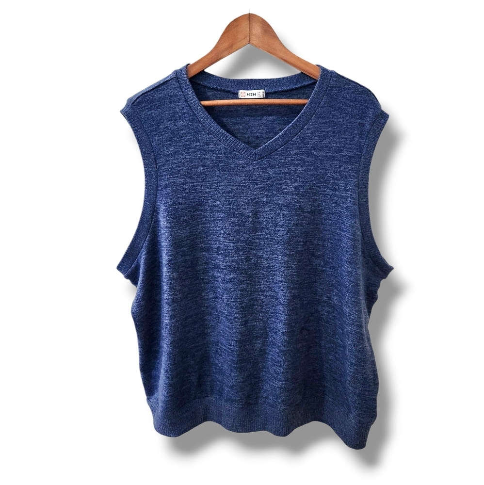 H2H Dusty Blue Pullover Knit Sweater Vest | 3XL